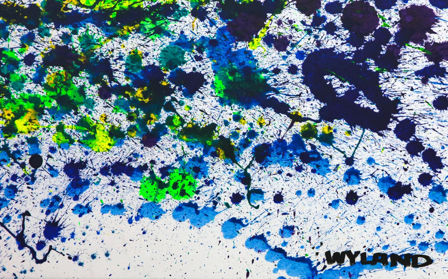 Wyland- Original Watercolor Painting on Deckle Edge Paper "Abstract Drip"