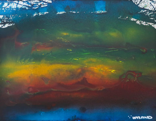 Wyland- Original Watercolor Painting on Deckle Edge Paper "Abstract"