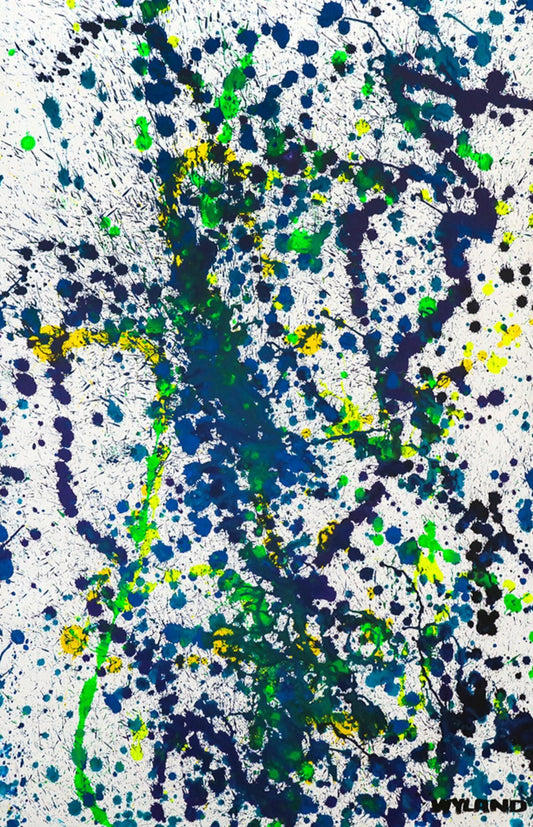 Wyland- Original Watercolor Painting on Deckle Edge Paper "Abstract Drip"