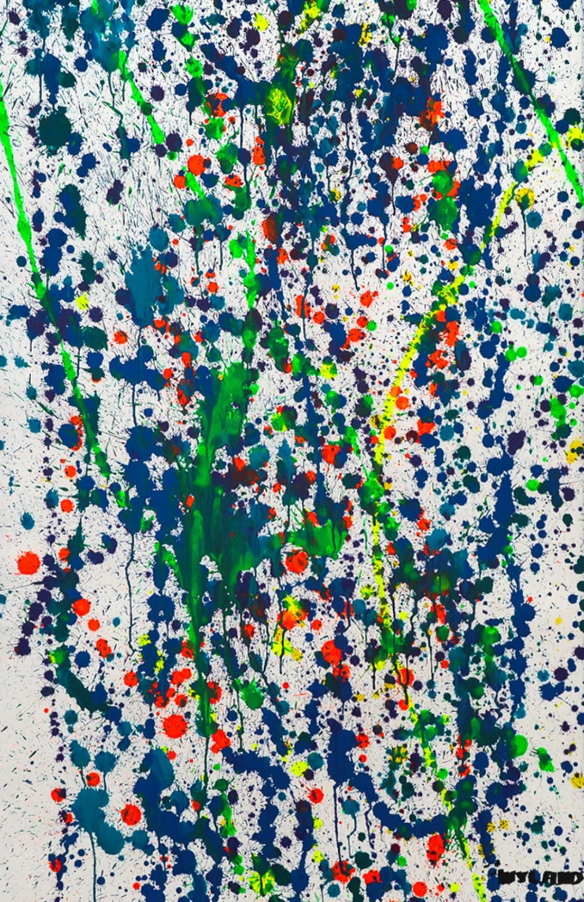 Wyland- Original Watercolor Painting on Deckle Edge Paper "Abstract Drip"