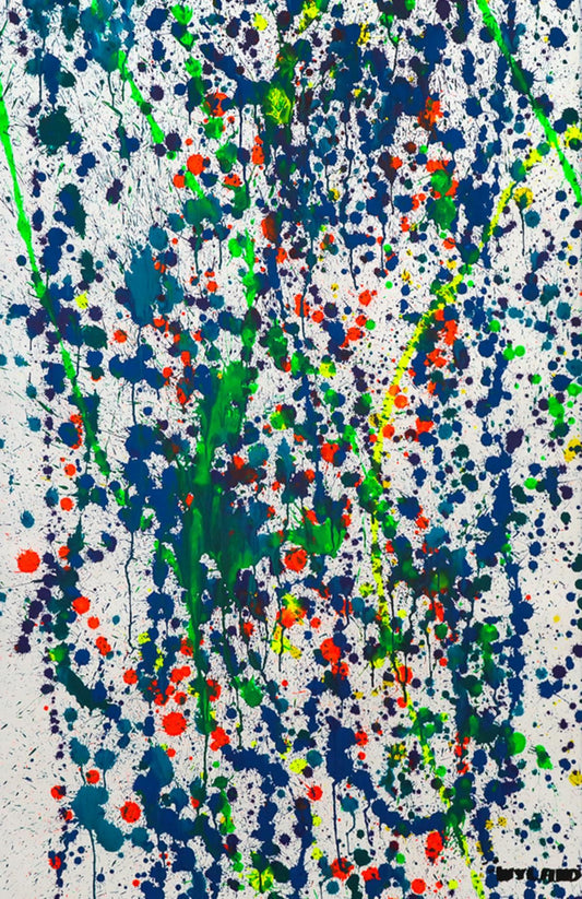 Wyland- Original Watercolor Painting on Deckle Edge Paper "Abstract Drip"