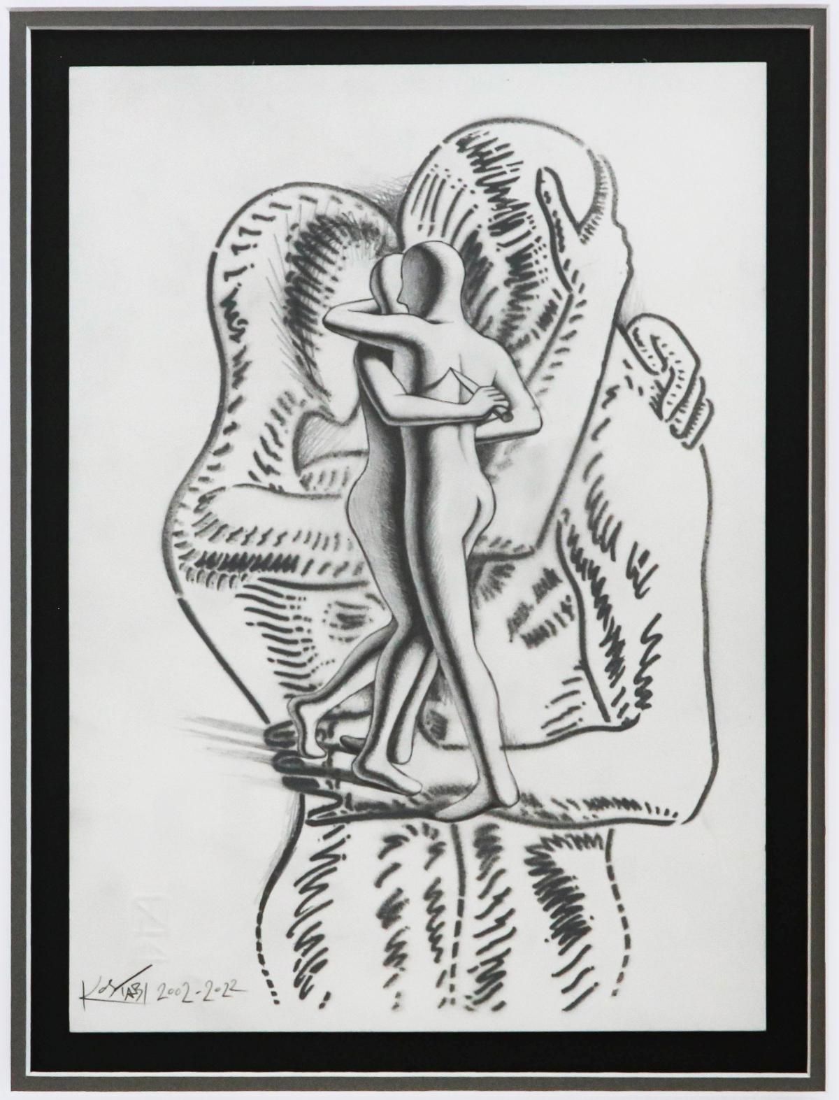 Mark Kostabi- Original Drawing on Paper "In Plain Sight"