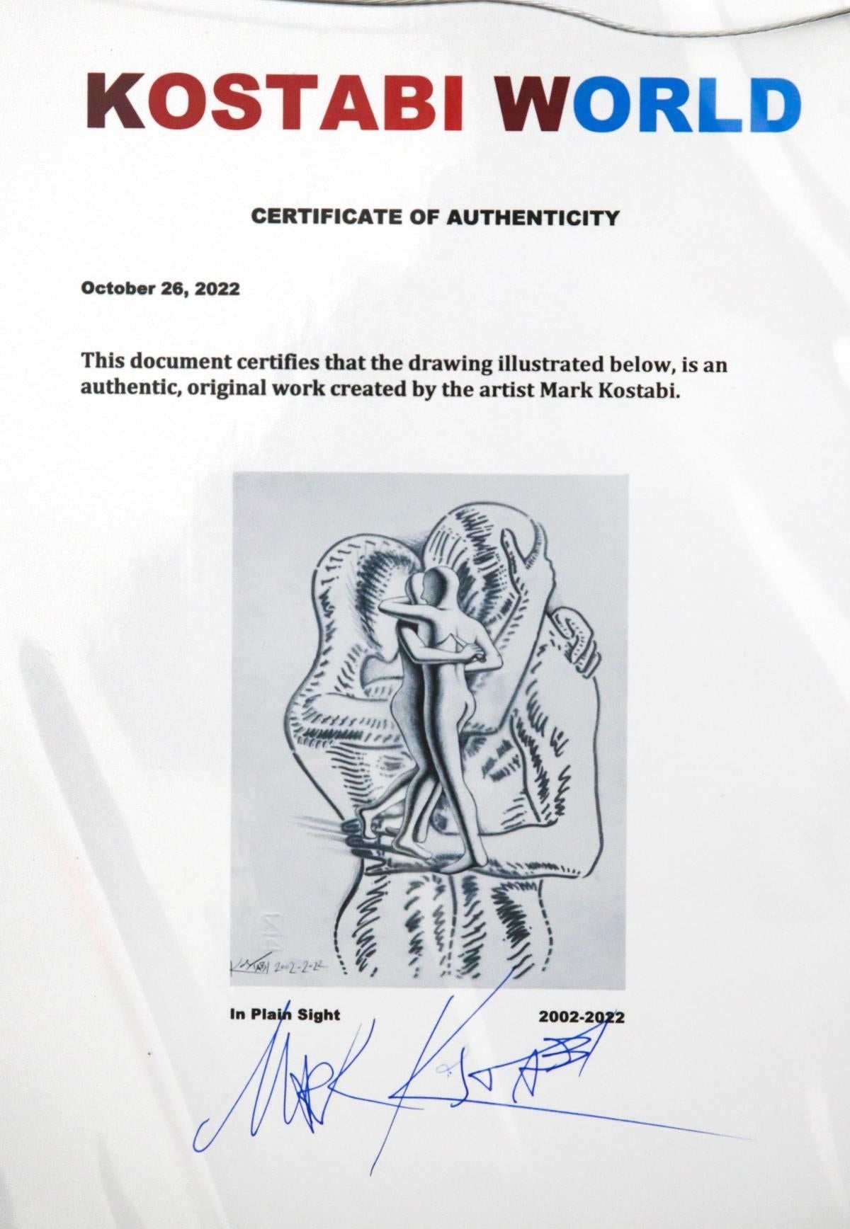 Mark Kostabi- Original Drawing on Paper "In Plain Sight"