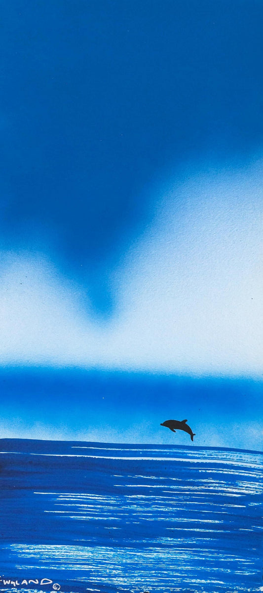 Wyland- Original Watercolor Painting on Deckle Edge Paper "Fluke"