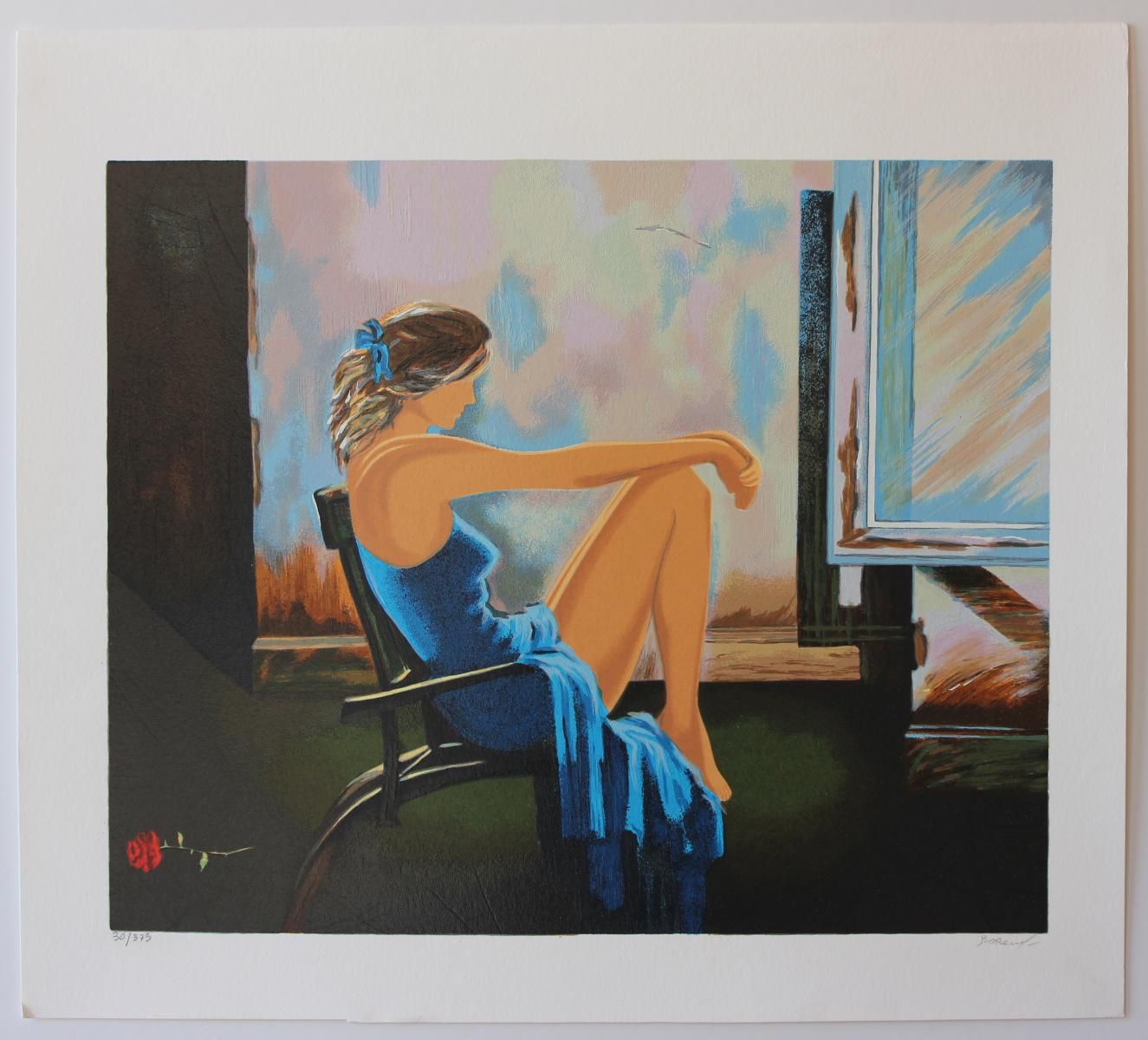Alexander Borewko- Original Serigraph on Paper "Lady In Blue"