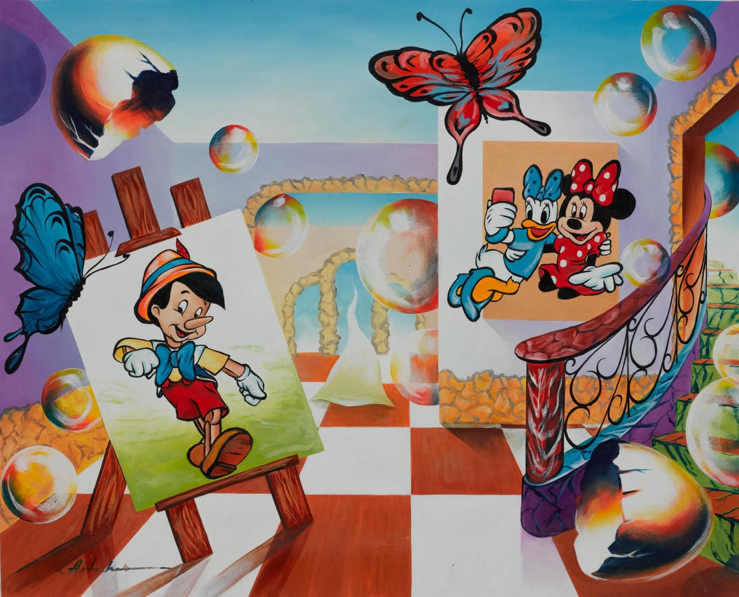 Alexander Astahov- Original Giclee on Canvas "Selfie Time"