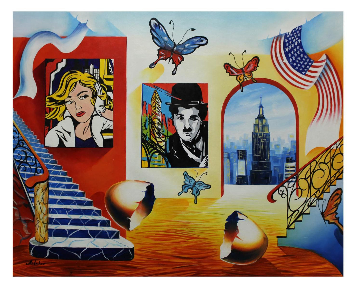 Alexander Astahov- Original Giclee on Canvas "Manhattan View"