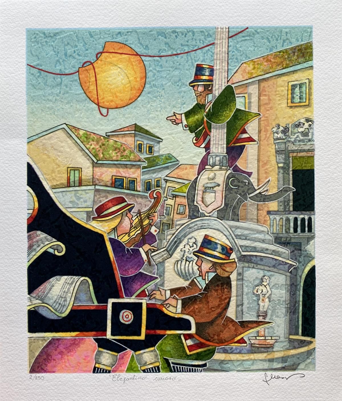 Francesco Nesi- Original Serigraph on Paper "ELEFANTINO CURIOSO"