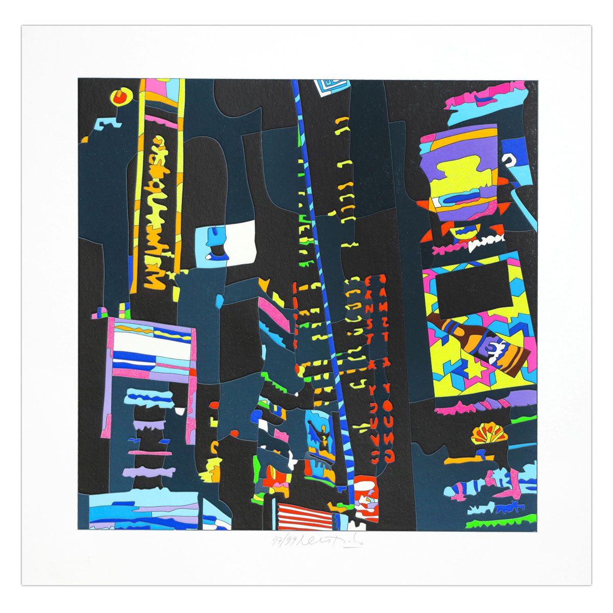 Ugo Nespolo- SIlkscreen on Paper "City by Night"