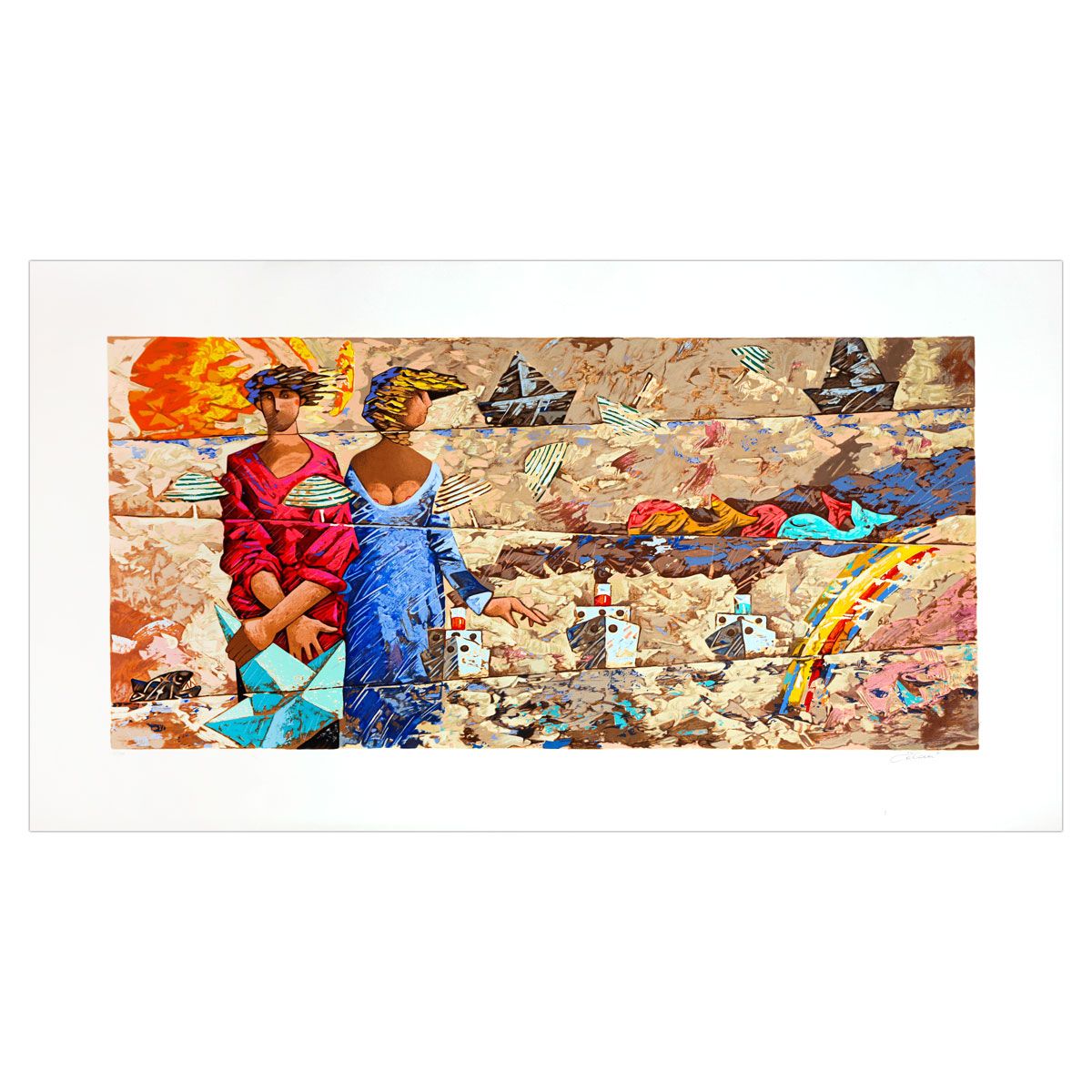 Giampaolo Talani- SIlkscreen on Paper "Rotte Traverse"