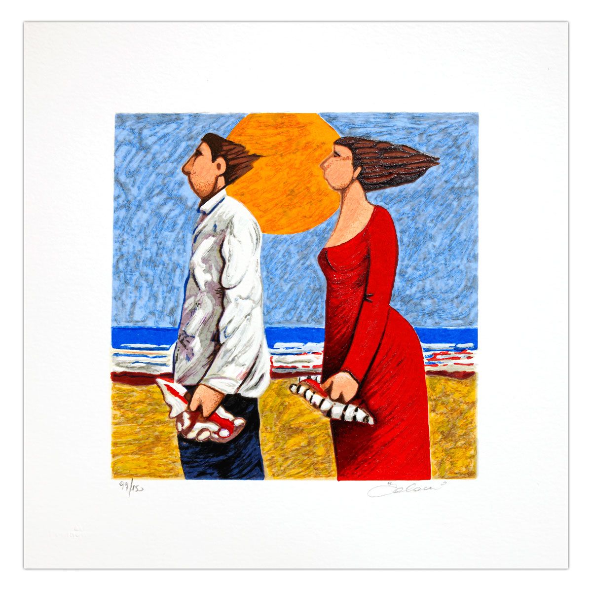 Giampaolo Talani- SIlkscreen on Paper "CercatorI di Conchiglie"