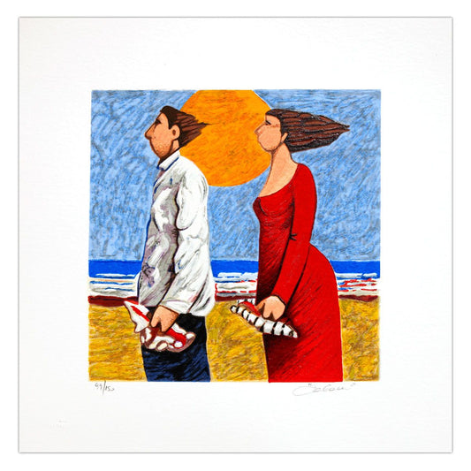 Giampaolo Talani- SIlkscreen on Paper "CercatorI di Conchiglie"