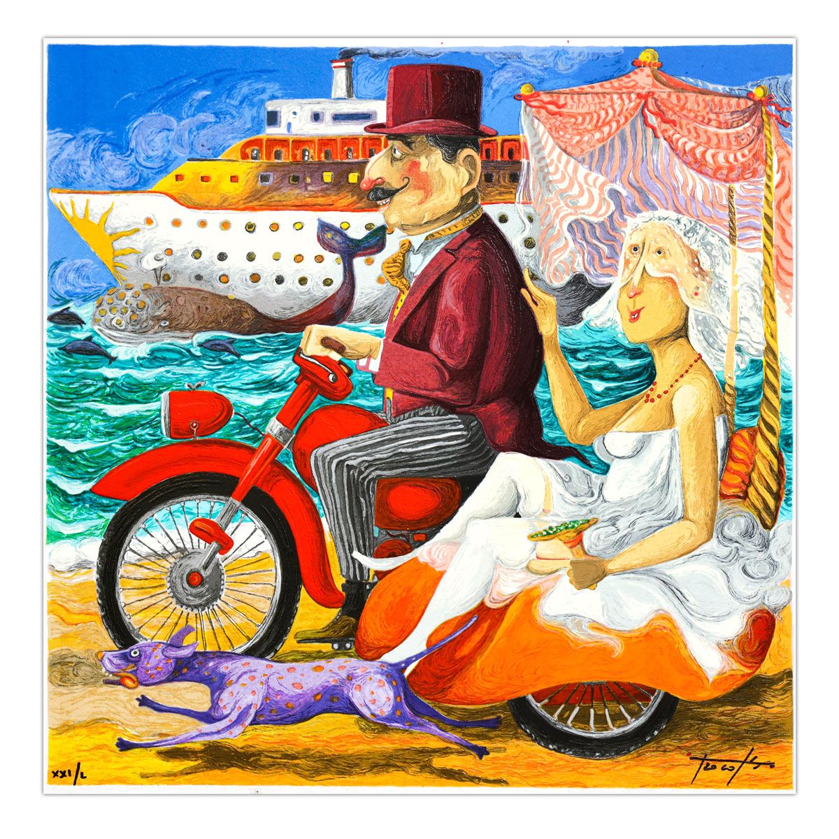 Pino Porcopio- SIlkscreen on Paper "In Crociera"