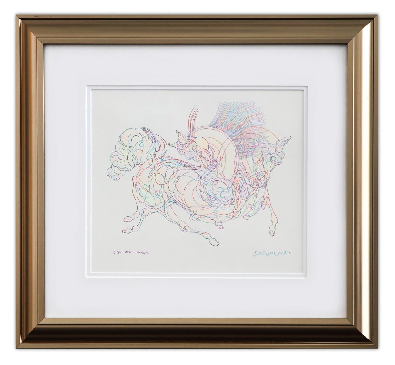 Guillaume Azoulay- Original Drawing in Color "E'tude JFK"