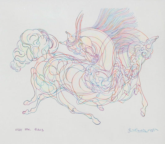 Guillaume Azoulay- Original Drawing in Color "E'tude JFK"