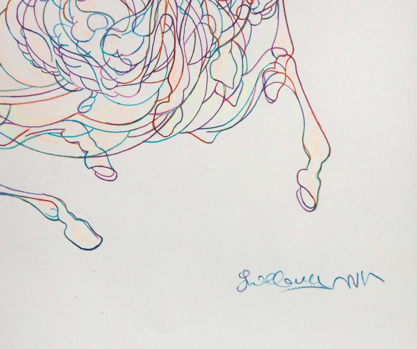 Guillaume Azoulay- Original Drawing in Color "E'tude JFK"