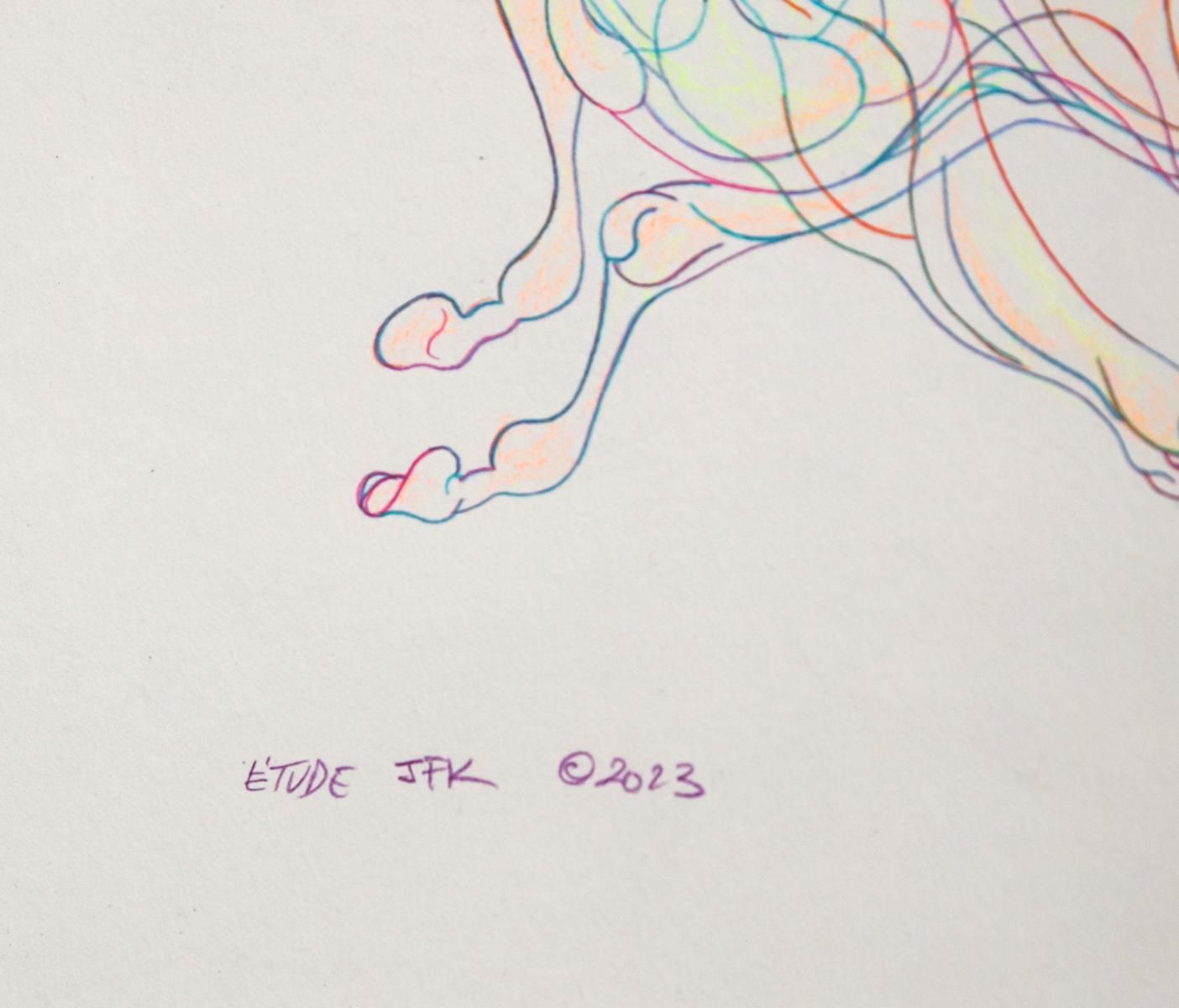 Guillaume Azoulay- Original Drawing in Color "E'tude JFK"