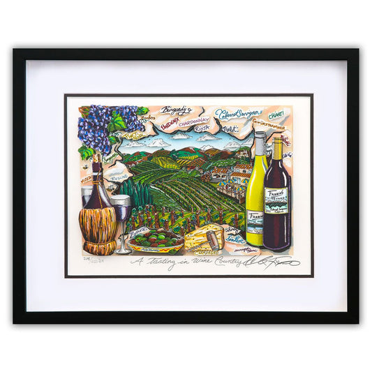 Charles Fazzino- 3D Construction Silkscreen Serigraph "A Tasting in Wine Country"