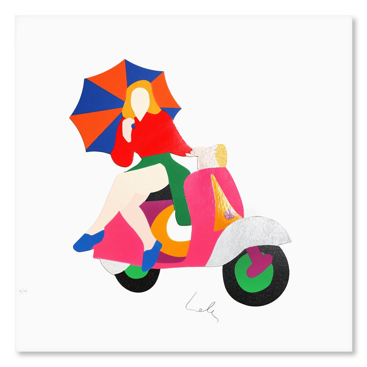 Marco Lodola- Silkscreen "Girl in Vespa"