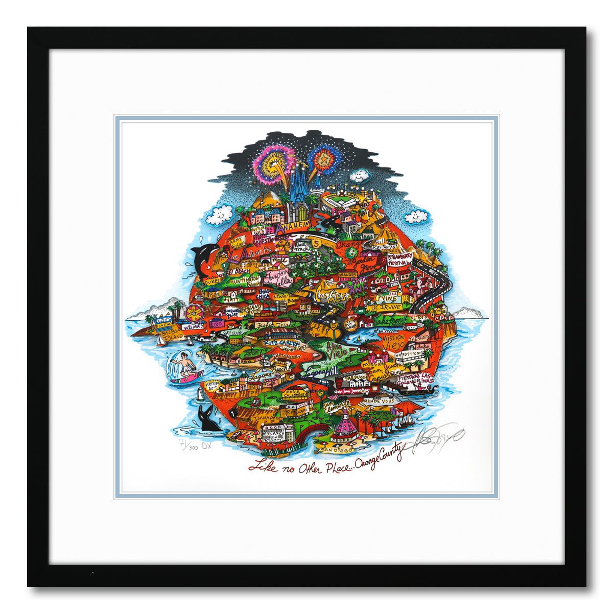 Charles Fazzino- 3D Construction Silkscreen Serigraph "Like No Other Place,Orange County"
