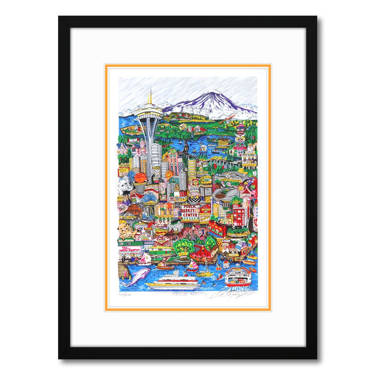 Charles Fazzino- 3D Construction Silkscreen Serigraph "Hello Seattle"
