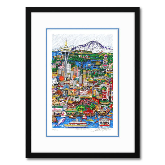 Charles Fazzino- 3D Construction Silkscreen Serigraph "Hello Seattle"