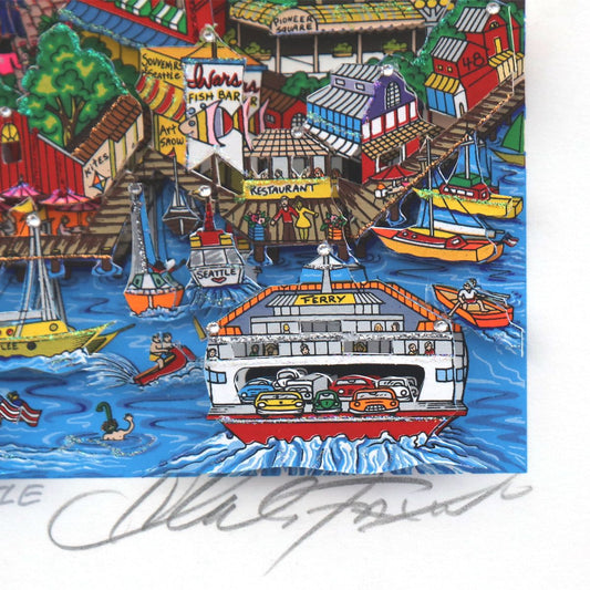 Charles Fazzino- 3D Construction Silkscreen Serigraph "Hello Seattle"