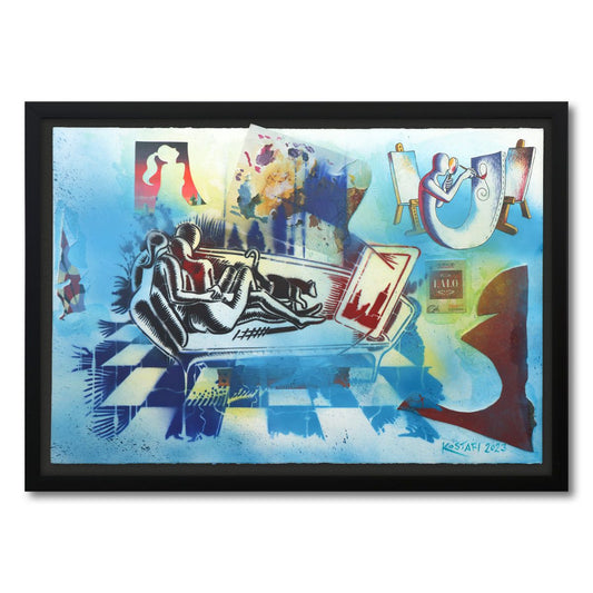 Mark Kostabi- Original Mixed Media on Paper "Endless Discovery"