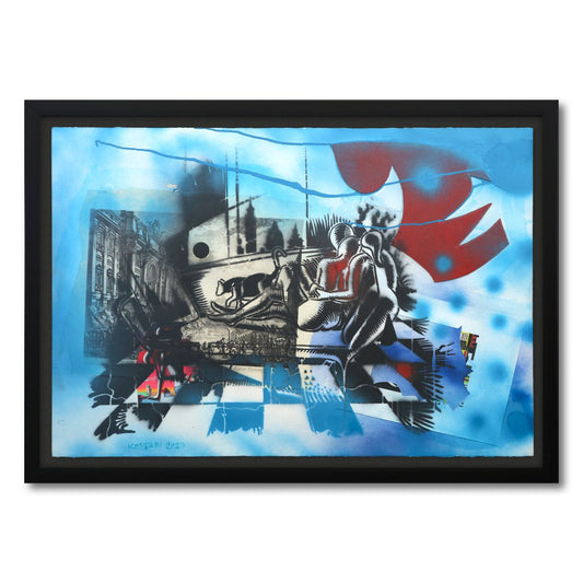 Mark Kostabi- Original Mixed Media on Paper "Shortcut to Forever"