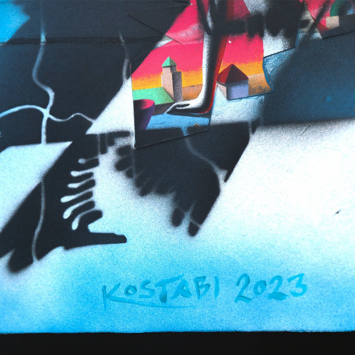 Mark Kostabi- Original Mixed Media on Paper "Shortcut to Forever"