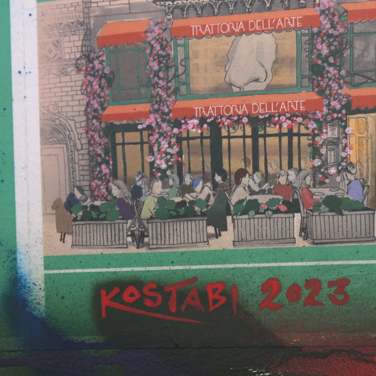 Mark Kostabi- Original Mixed Media on Paper "Navigating the Secrets Of the Psyche"