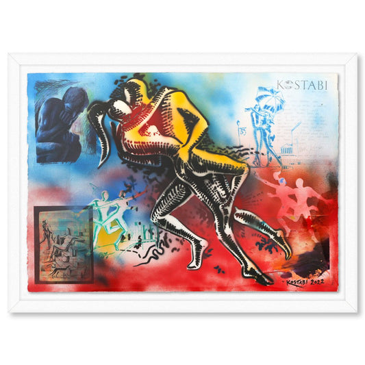 Mark Kostabi- Original Mixed Media on Paper "Strategic Moves"