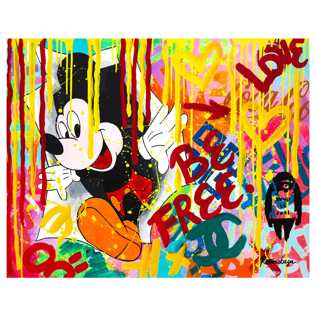 Nastya Rovenskaya- Mixed Media "Surprise by Mickey Mouse"