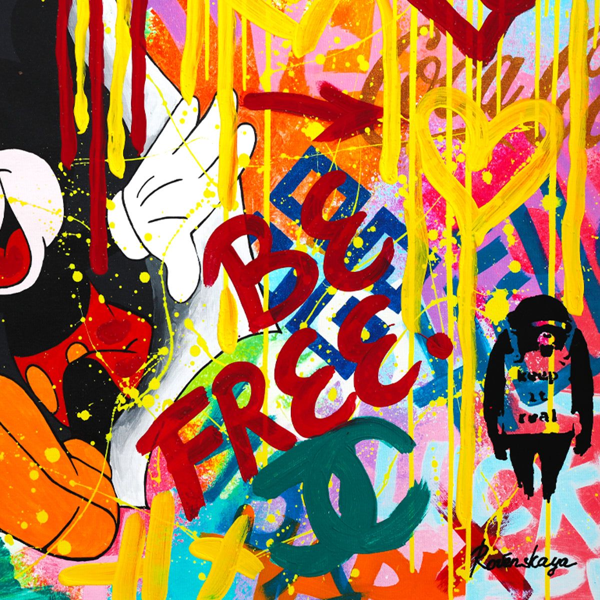 Nastya Rovenskaya- Mixed Media "Surprise by Mickey Mouse"