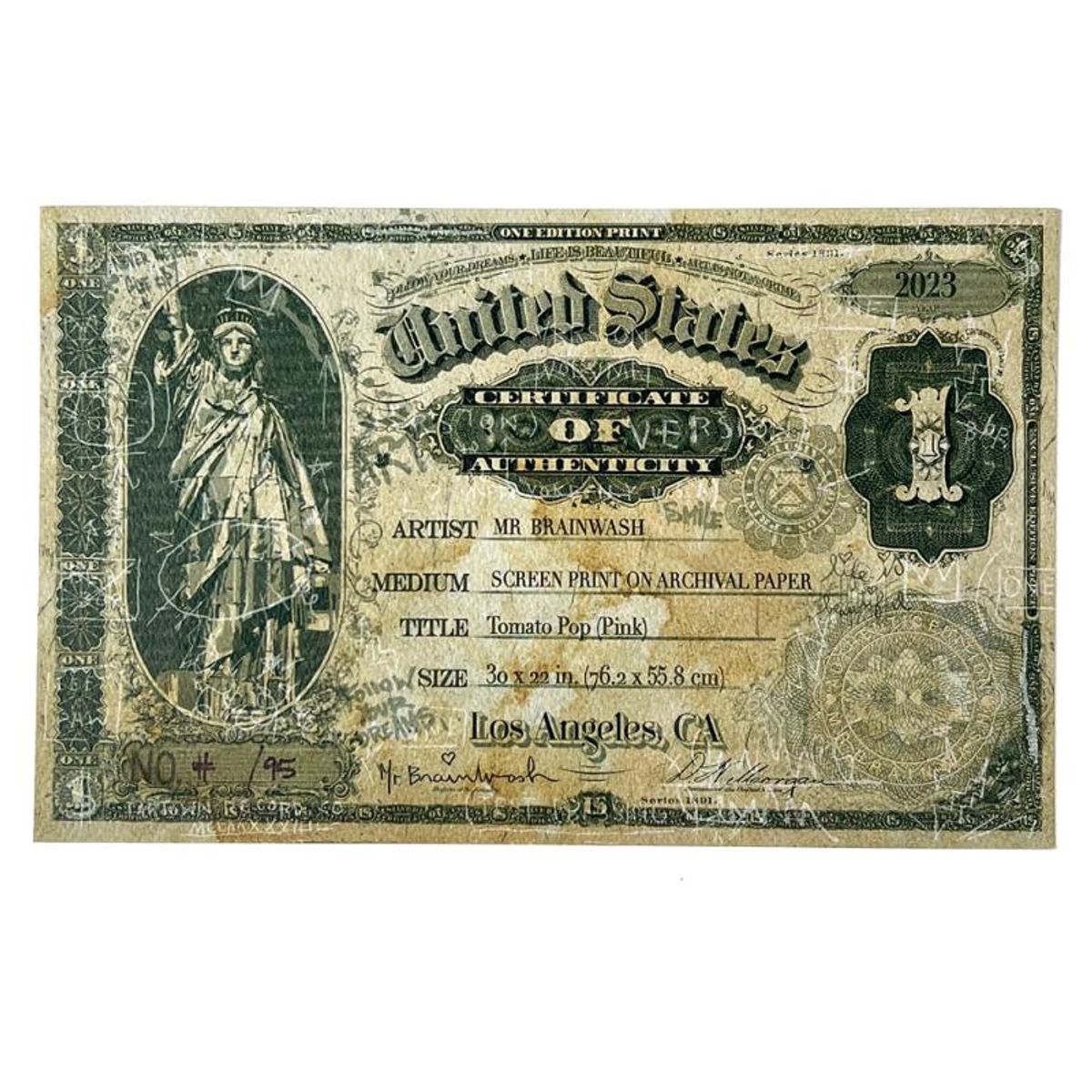 Mr. Brainwash- Unique and Hand-Finished Silk Screen "Tomato Pop (Pink)"