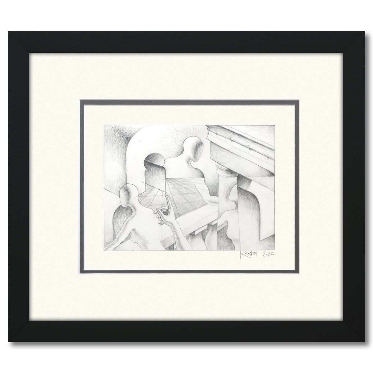 Mark Kostabi- Original Drawing on Paper "The Path of Ambiguity"