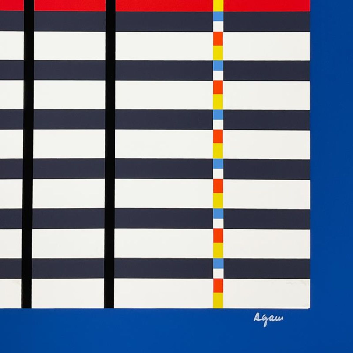 Yaacov Agam- Silkscreen Serigraph "Hommage du Mondrian (Dark Blue)"