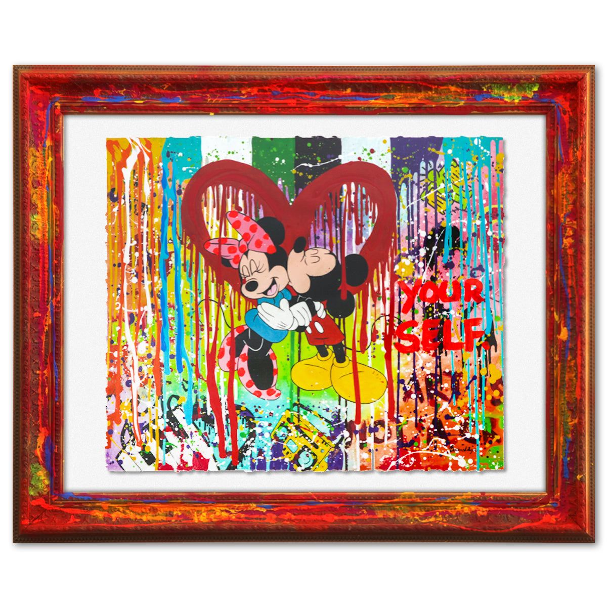 Nastya Rovenskaya- Mixed Media on Paper with Painted Frame "In Love"
