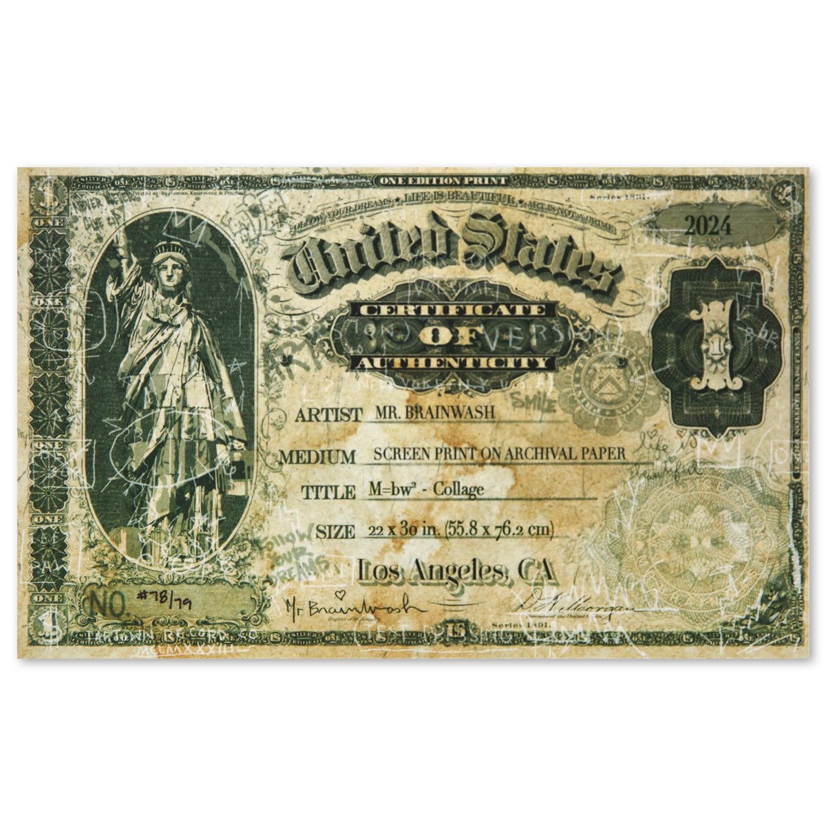 Mr Brainwash- Silkcreen on Paper "M=bw² - Collage, 2024"