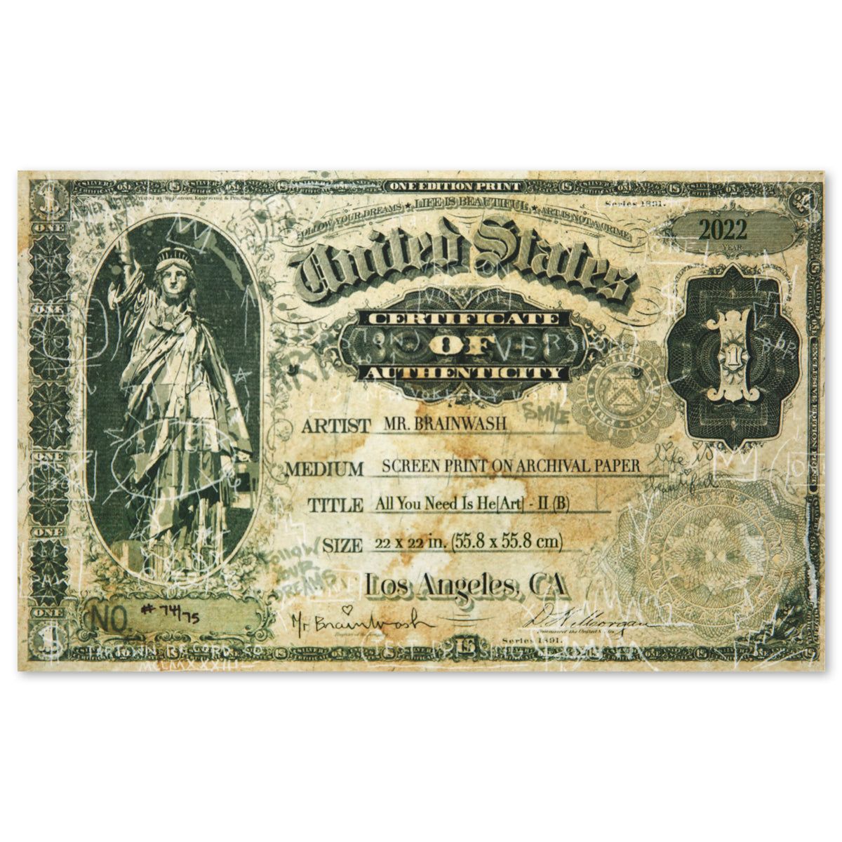Mr Brainwash- Silkcreen on Paper "All You Need Is He[Art], 2022"