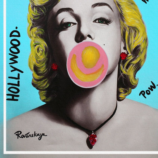 Nastya Rovenskaya- Original Mixed Media on Canvas "Bubble Gum"