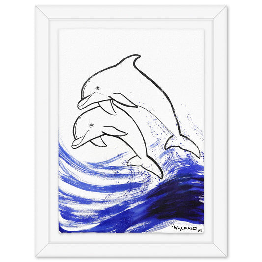 Wyland- Original Sumi Ink Painting "Dolphins"
