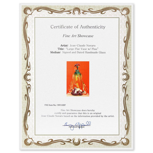 Jean-Claude Novaro- Glows in the Dark Handmade Glass "Large Flar Vase w/Fluo"