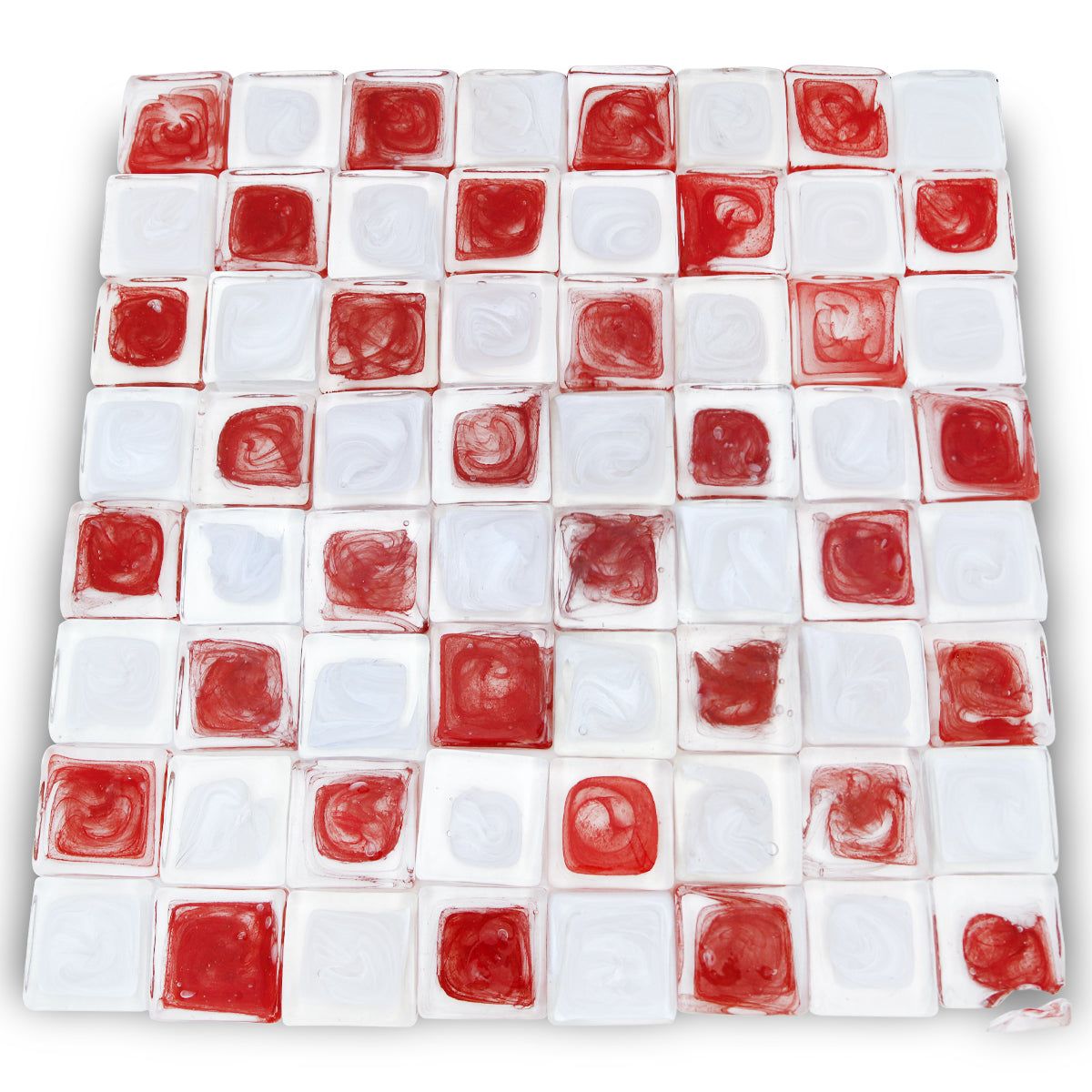 Jean-Claude Novaro- Red and White Hand Blown Glass Chess Set