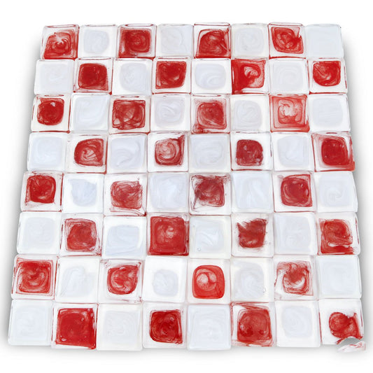 Jean-Claude Novaro- Red and White Hand Blown Glass Chess Set