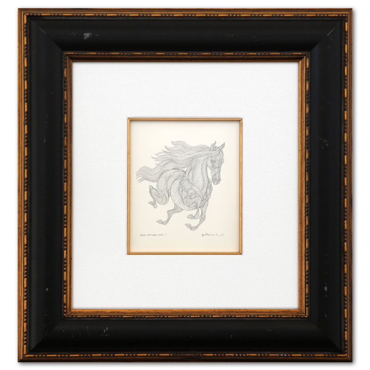 Guillaume Azoulay- Original Pen and Ink Drawing "Etude Rear Horse"