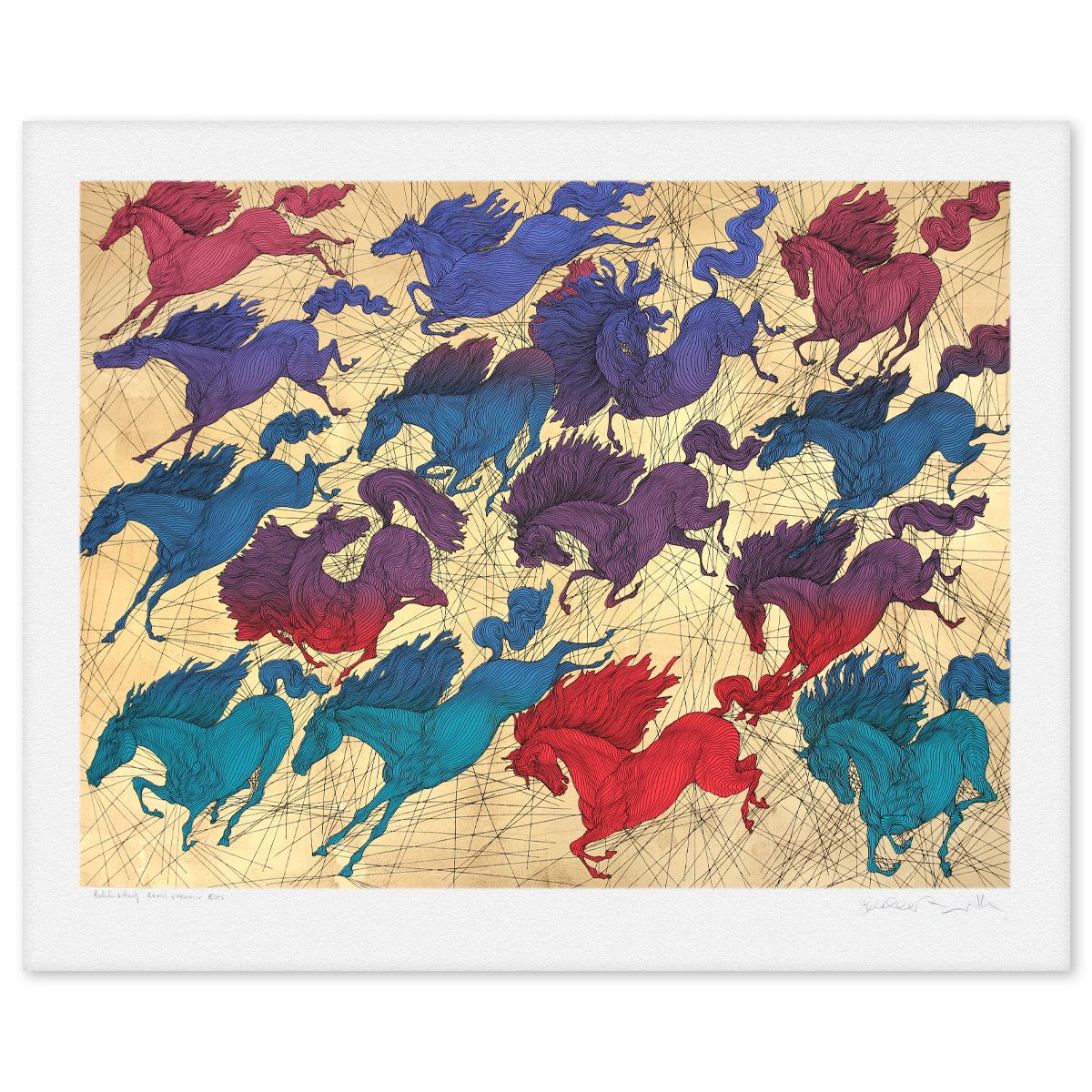 Guillaume Azoulay- Gold Leaf Silkscreen "Quinze Chevaux"