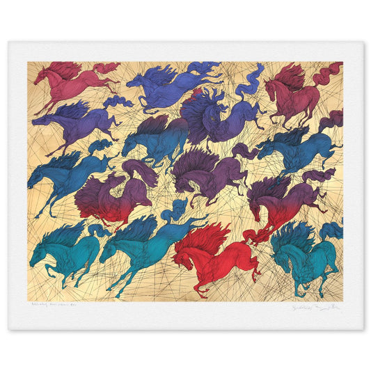 Guillaume Azoulay- Gold Leaf Silkscreen "Quinze Chevaux"