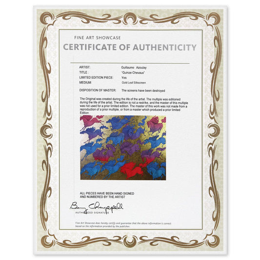 Guillaume Azoulay- Gold Leaf Silkscreen "Quinze Chevaux"