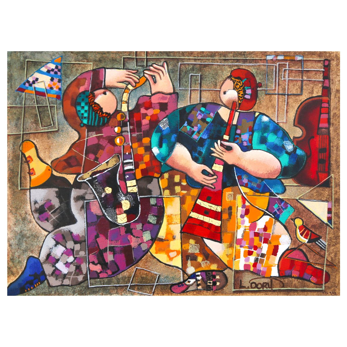 Dorit Levy- Hand Embelished Serigraph on Canvas "Folklore"